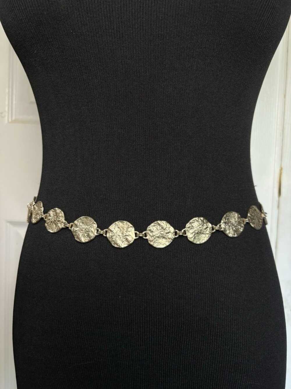 Chicos Matte Gold Coin Medallion Chain Belt